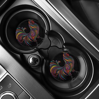Colorful Rooster Print Car Coasters