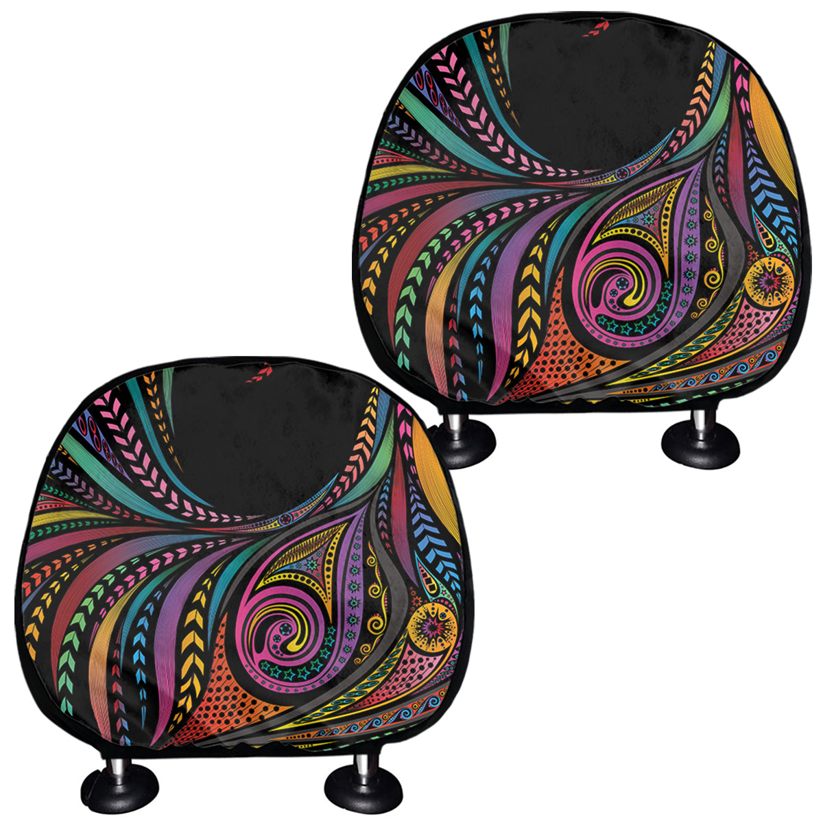 Colorful Rooster Print Car Headrest Covers