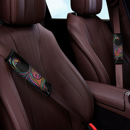 Colorful Rooster Print Car Seat Belt Covers