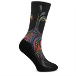 Colorful Rooster Print Crew Socks