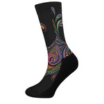 Colorful Rooster Print Crew Socks