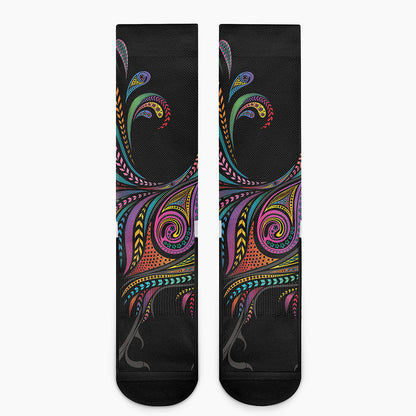 Colorful Rooster Print Crew Socks