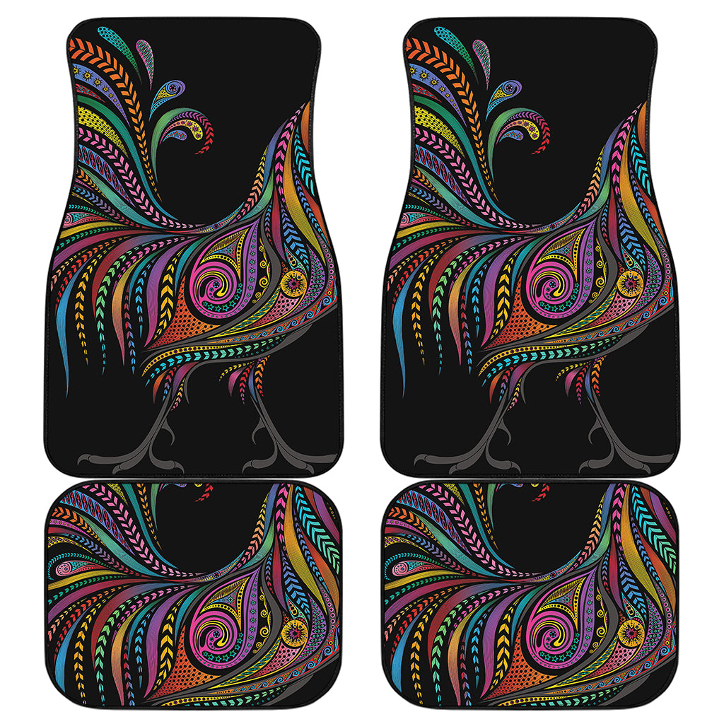Colorful Rooster Print Front and Back Car Floor Mats