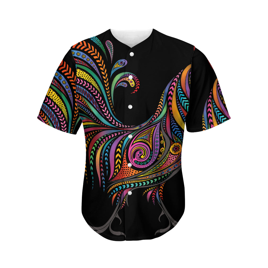 Colorful Rooster Print Men's Baseball Jersey