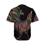 Colorful Rooster Print Men's Baseball Jersey