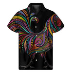Colorful Rooster Print Men's Short Sleeve Shirt