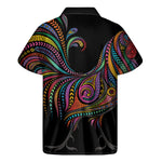 Colorful Rooster Print Men's Short Sleeve Shirt