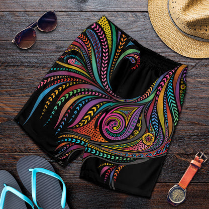 Colorful Rooster Print Men's Shorts
