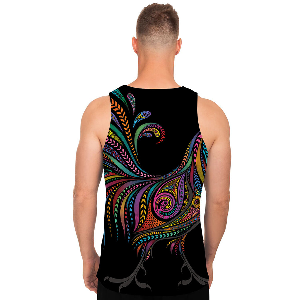Colorful Rooster Print Men's Tank Top