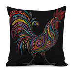Colorful Rooster Print Pillow Cover