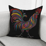 Colorful Rooster Print Pillow Cover