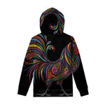 Colorful Rooster Print Pullover Hoodie