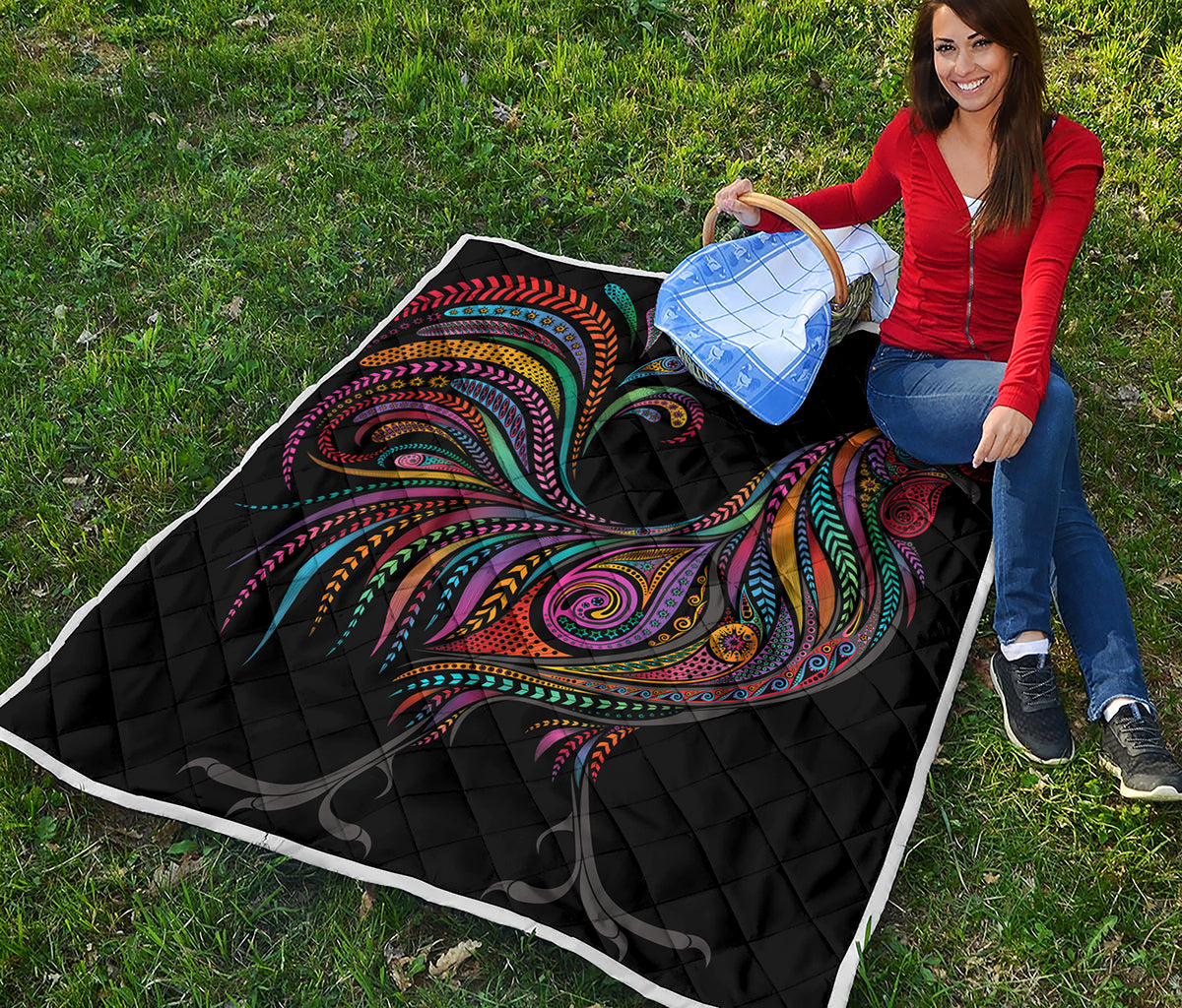 Colorful Rooster Print Quilt