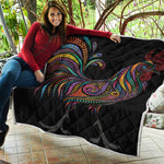 Colorful Rooster Print Quilt