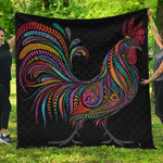 Colorful Rooster Print Quilt