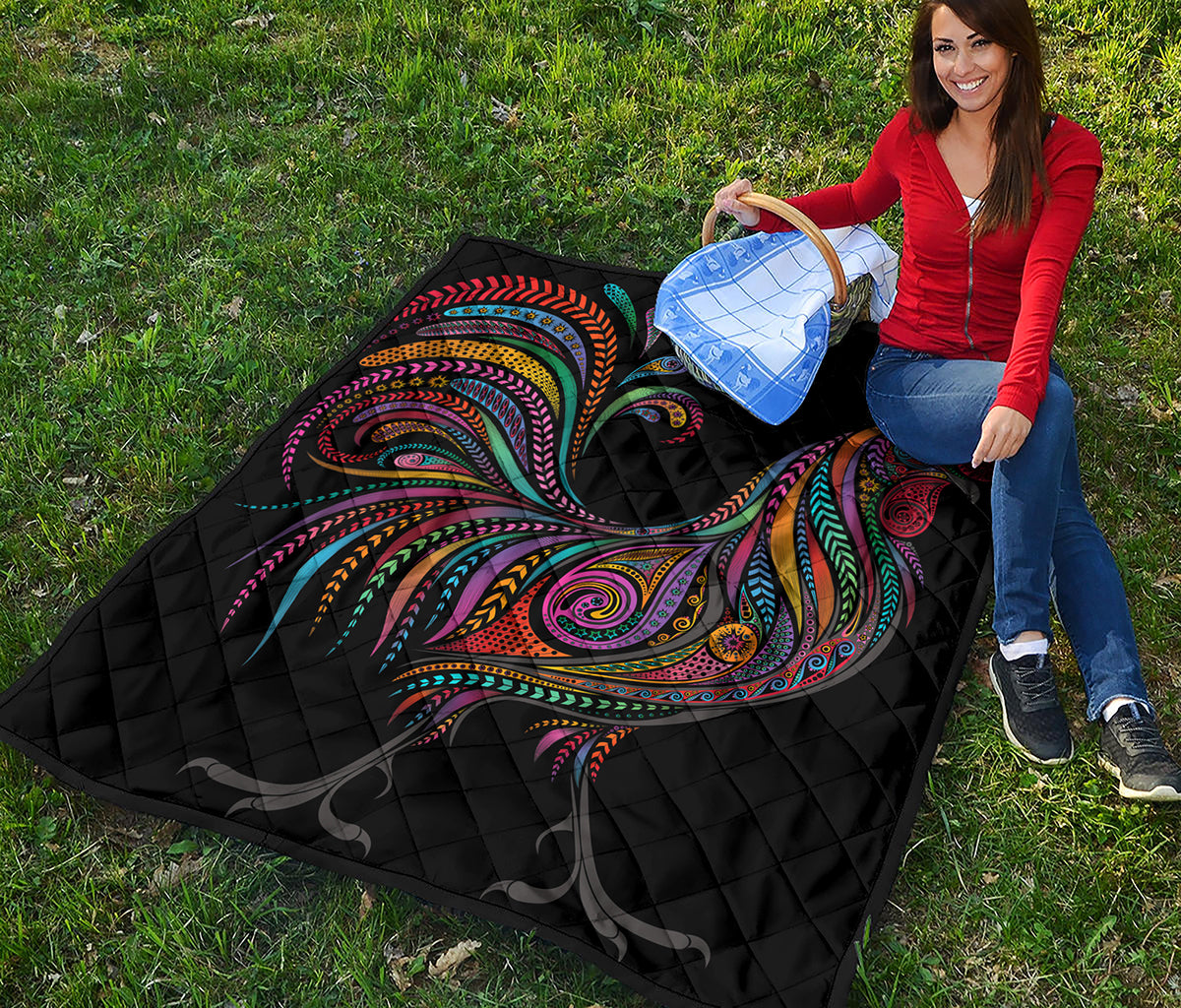 Colorful Rooster Print Quilt