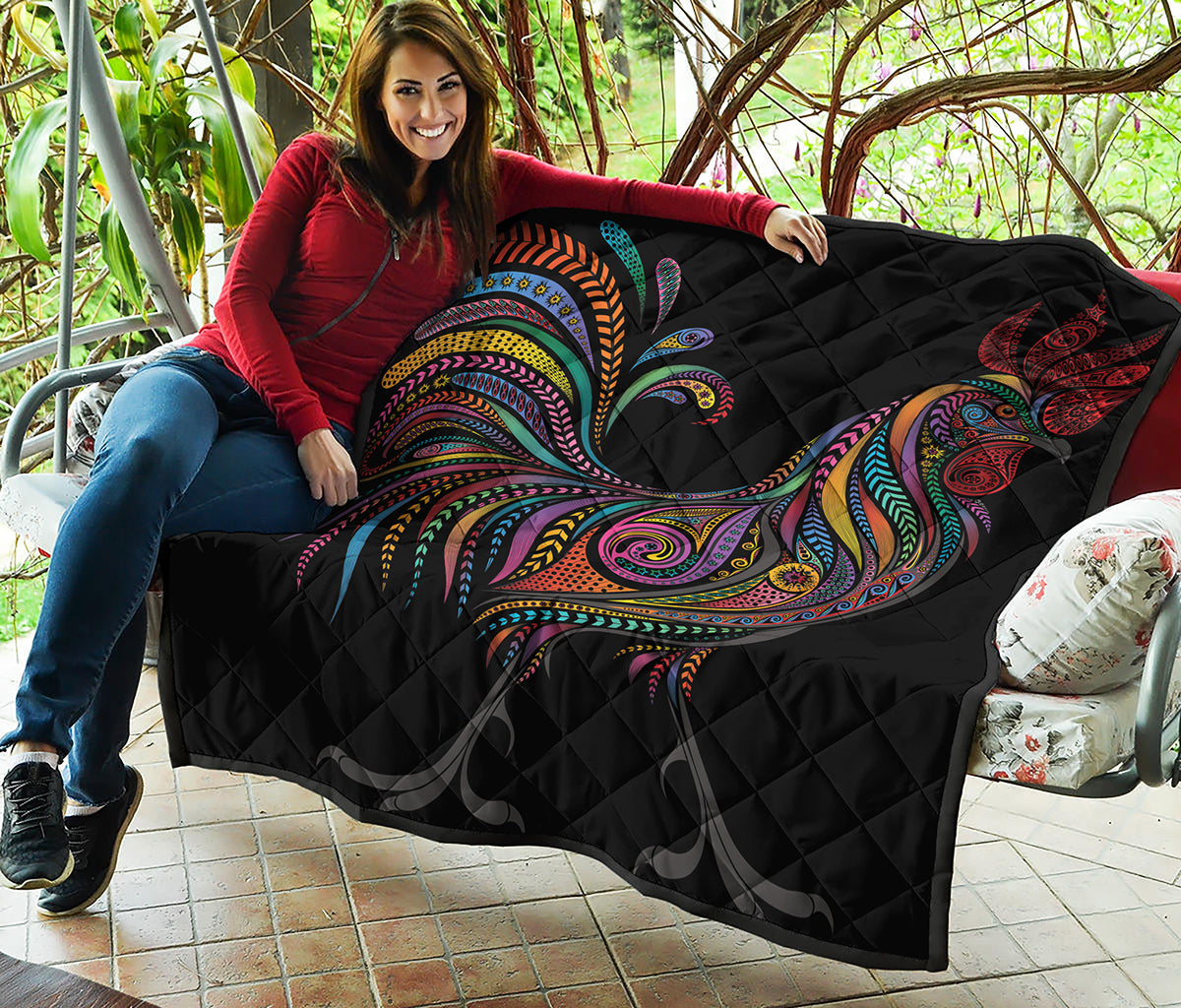 Colorful Rooster Print Quilt