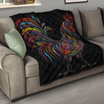 Colorful Rooster Print Quilt
