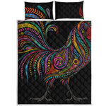 Colorful Rooster Print Quilt Bed Set