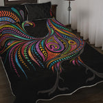 Colorful Rooster Print Quilt Bed Set