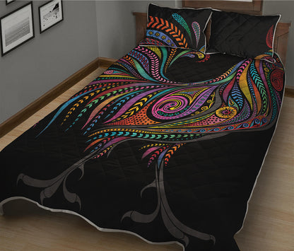 Colorful Rooster Print Quilt Bed Set
