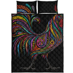 Colorful Rooster Print Quilt Bed Set