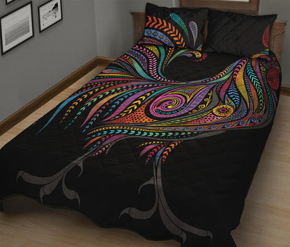 Colorful Rooster Print Quilt Bed Set