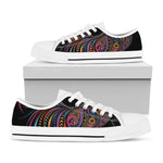 Colorful Rooster Print White Low Top Shoes