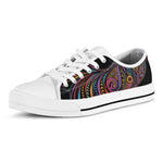 Colorful Rooster Print White Low Top Shoes