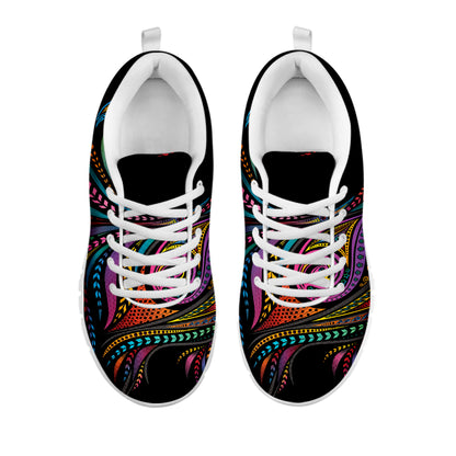 Colorful Rooster Print White Sneakers