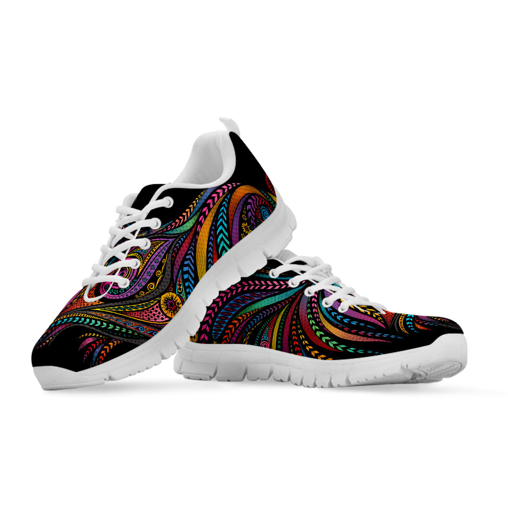 Colorful Rooster Print White Sneakers