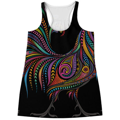 Colorful Rooster Print Women's Racerback Tank Top