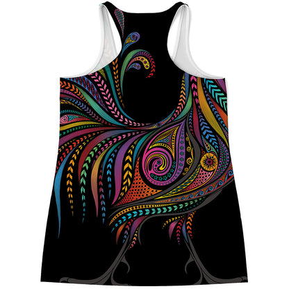 Colorful Rooster Print Women's Racerback Tank Top