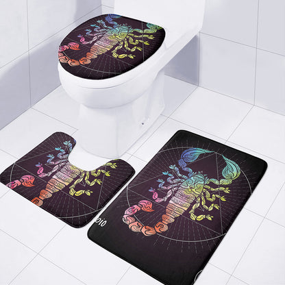 Colorful Scorpio Sign Print 3 Piece Bath Mat Set