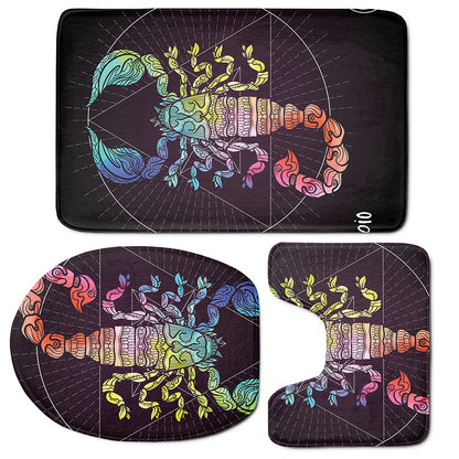 Colorful Scorpio Sign Print 3 Piece Bath Mat Set