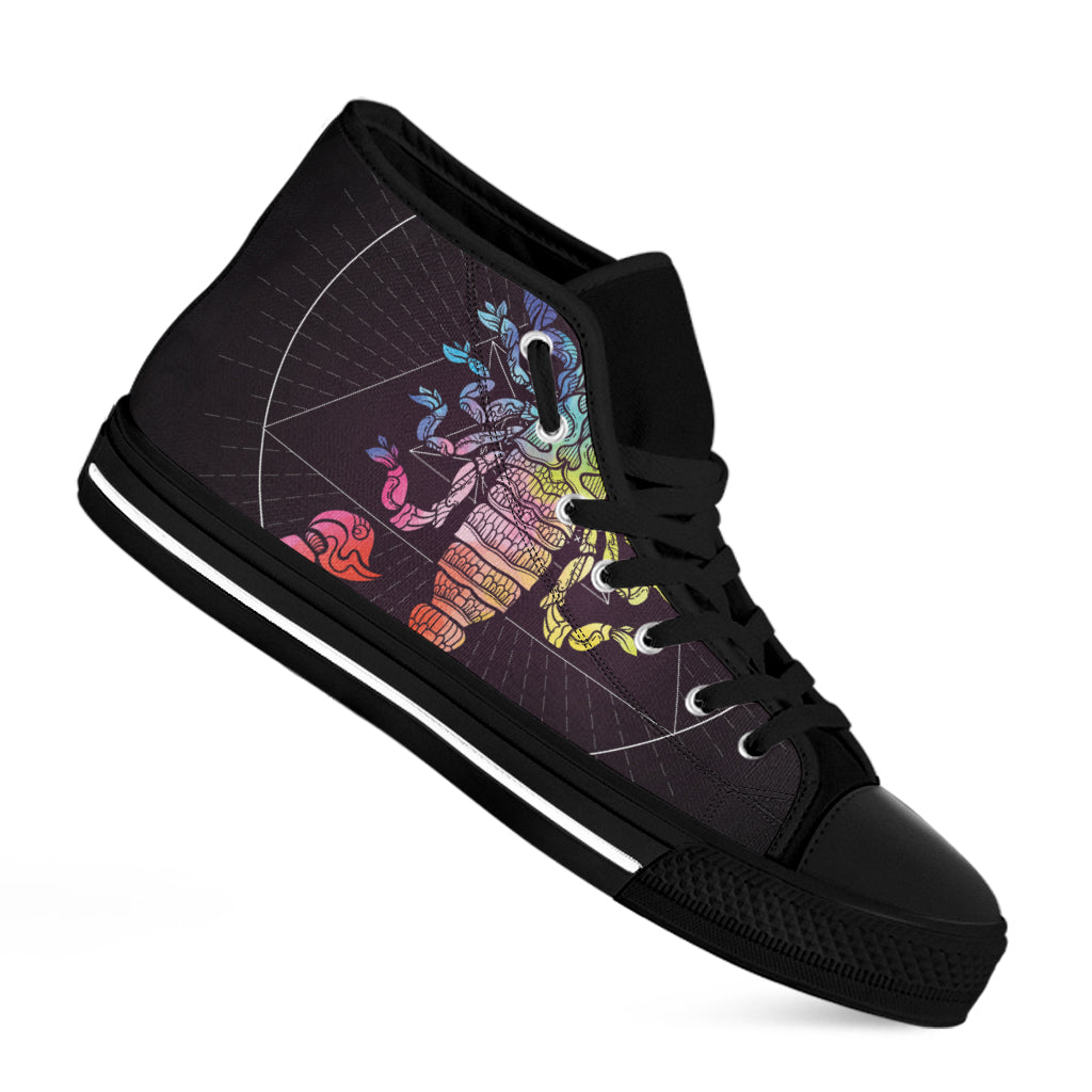 Colorful Scorpio Sign Print Black High Top Shoes