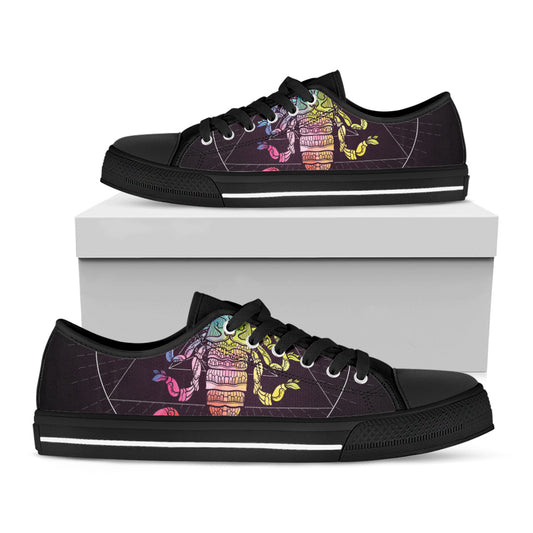 Colorful Scorpio Sign Print Black Low Top Shoes 