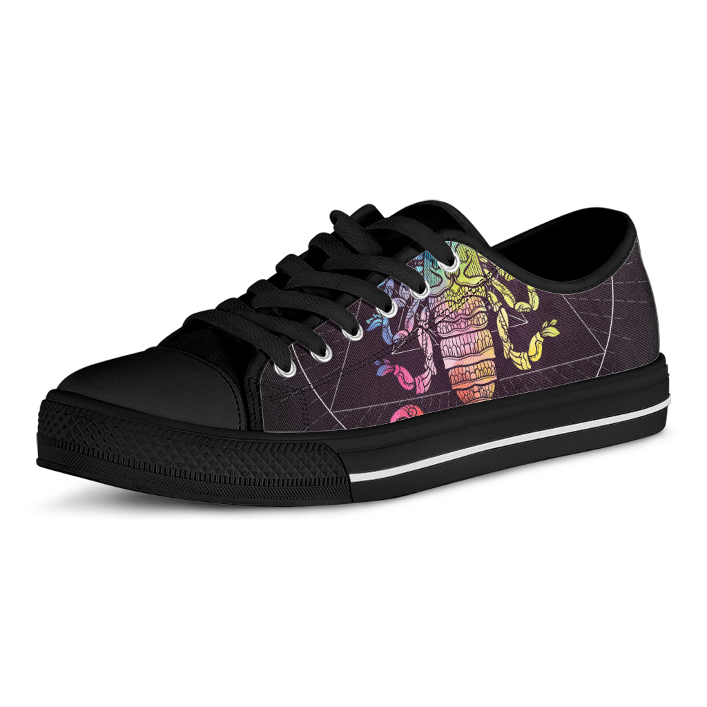 Colorful Scorpio Sign Print Black Low Top Shoes 