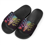 Colorful Scorpio Sign Print Black Slide Sandals