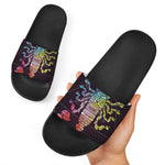 Colorful Scorpio Sign Print Black Slide Sandals