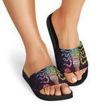 Colorful Scorpio Sign Print Black Slide Sandals
