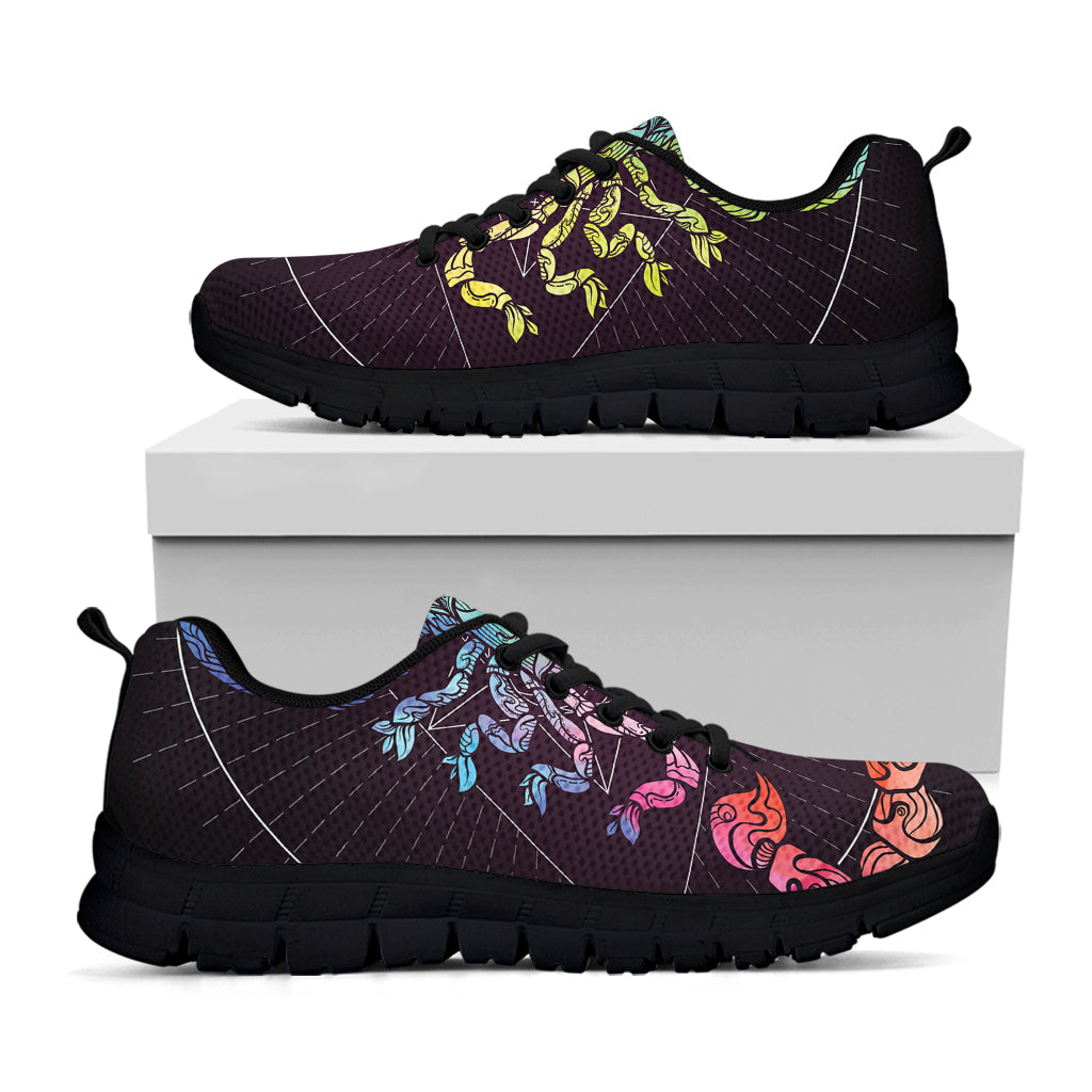 Colorful Scorpio Sign Print Black Sneakers