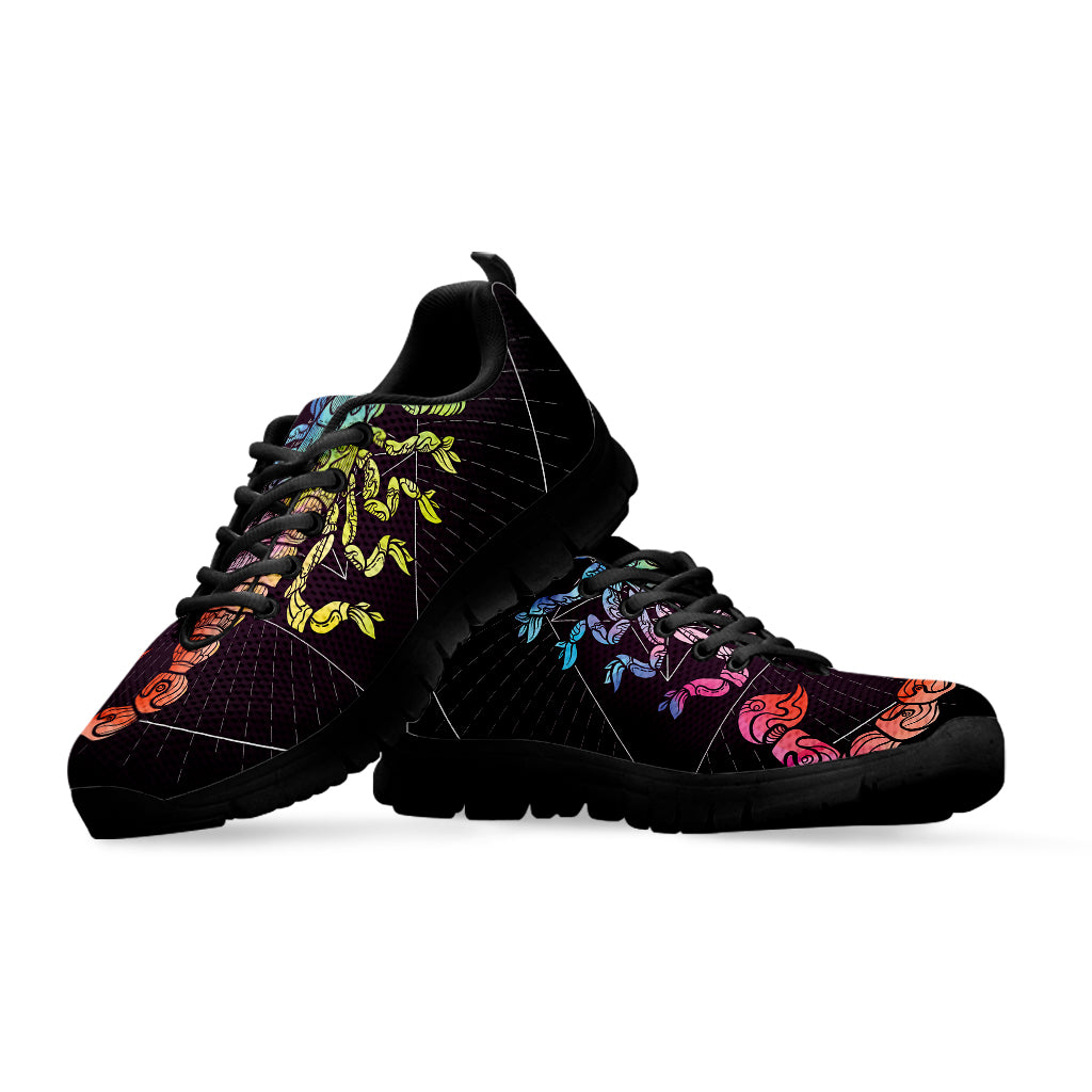 Colorful Scorpio Sign Print Black Sneakers