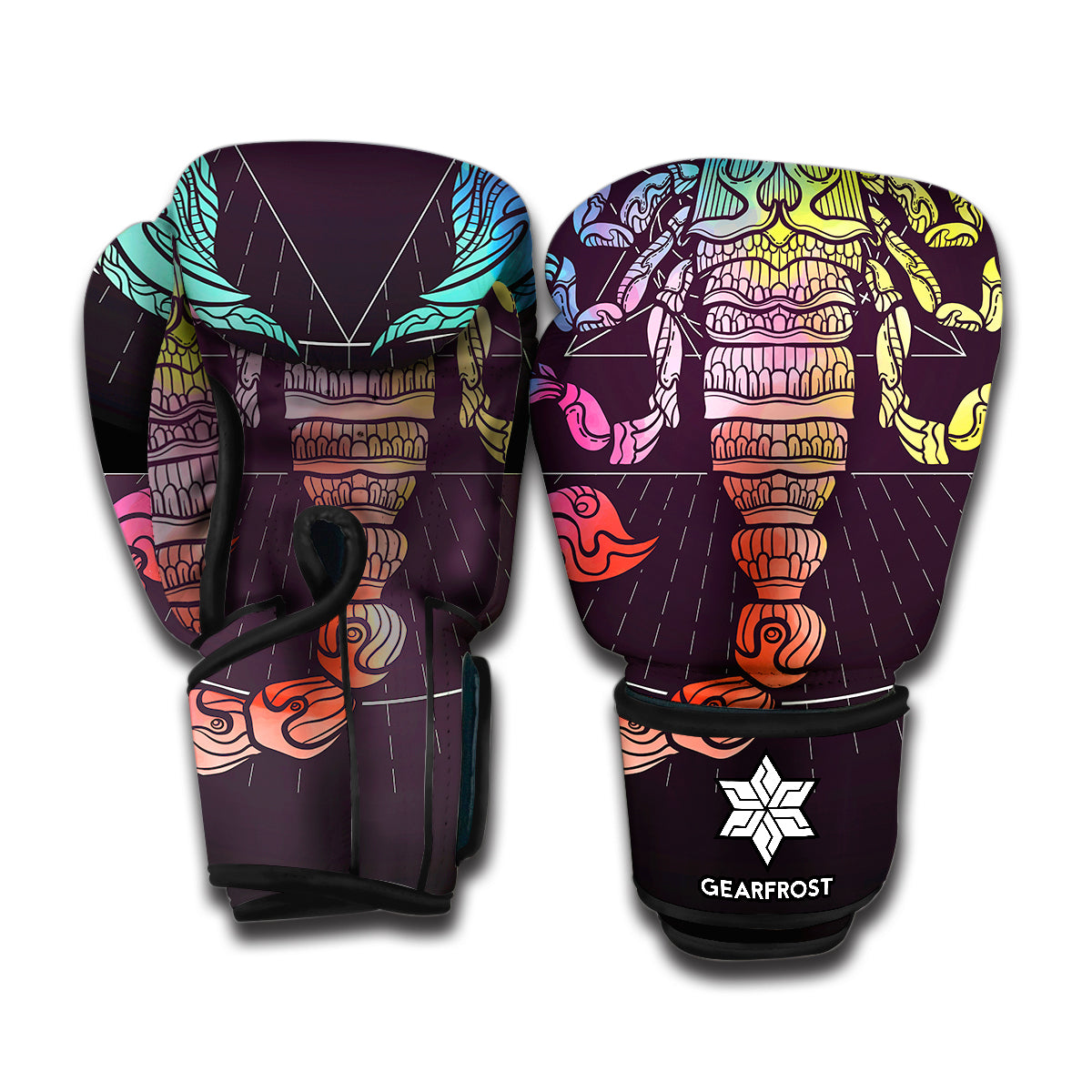 Colorful Scorpio Sign Print Boxing Gloves