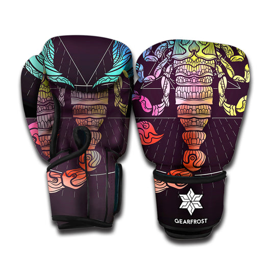 Colorful Scorpio Sign Print Boxing Gloves