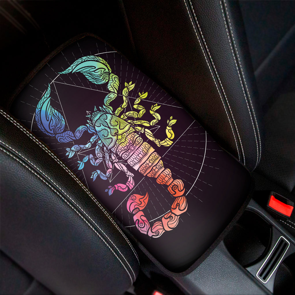 Colorful Scorpio Sign Print Car Center Console Cover