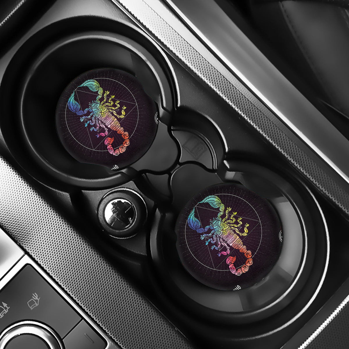 Colorful Scorpio Sign Print Car Coasters