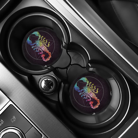 Colorful Scorpio Sign Print Car Coasters