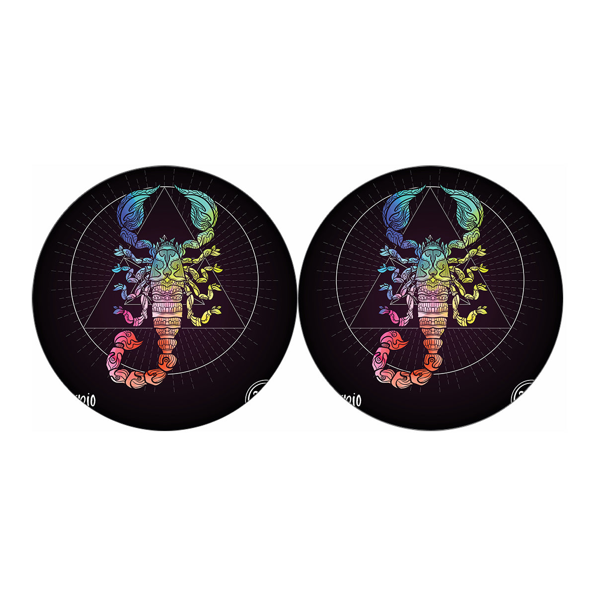 Colorful Scorpio Sign Print Car Coasters