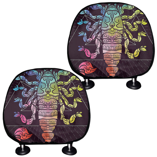 Colorful Scorpio Sign Print Car Headrest Covers